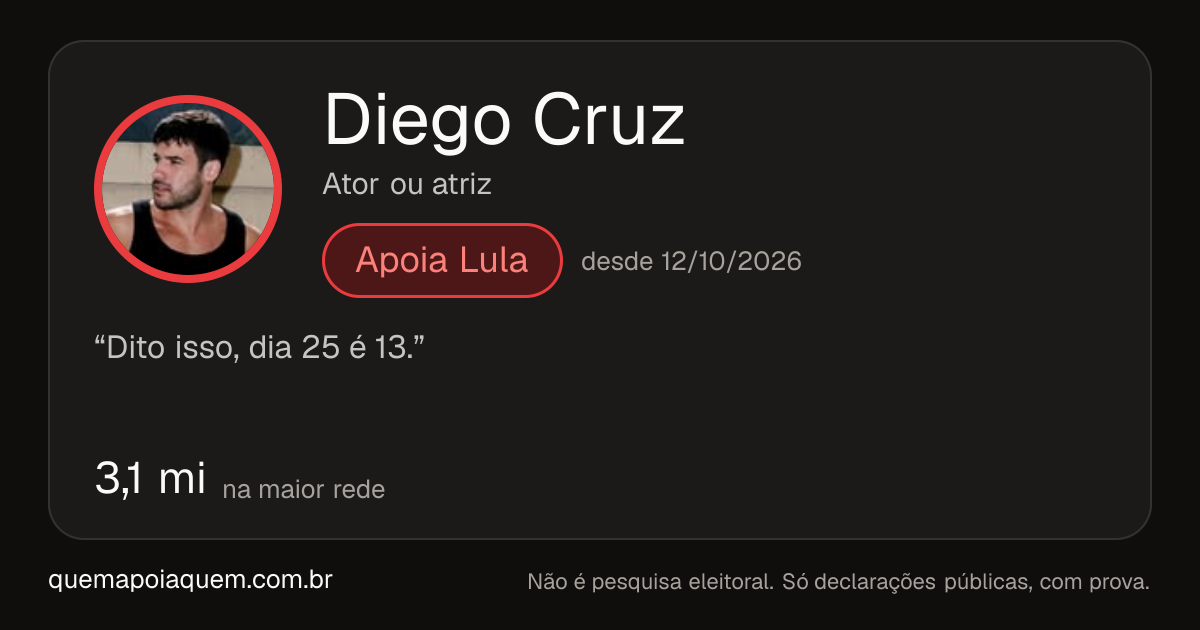 Diego Cruz · Quem apoia quem