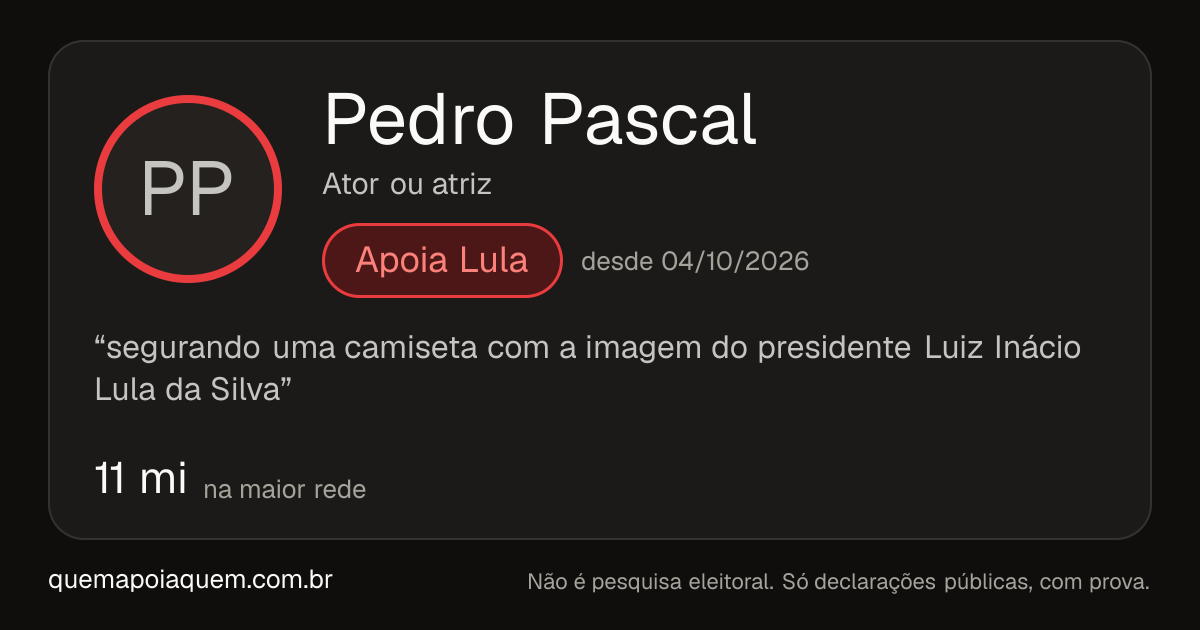 Pedro Pascal · Quem apoia quem